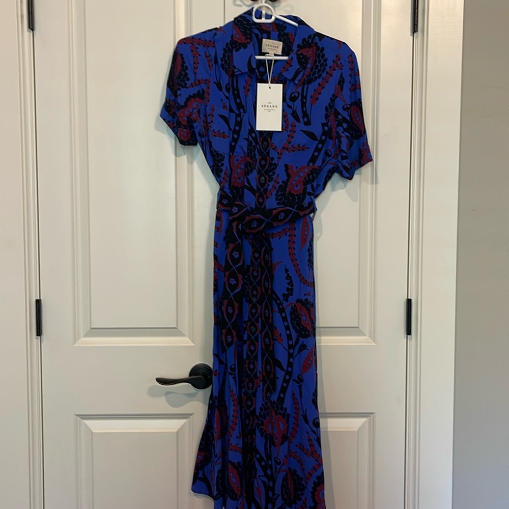 NWT Sezane Adele dress, royal blue, Size 40